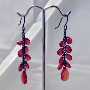 Red Beaded Dangle Earrings